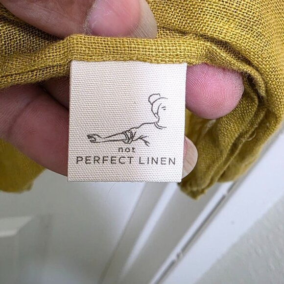 Not Perfect Linen Yellow muster Linen Cropped Scarf Size 25 x 66 - Picture 4 of 6